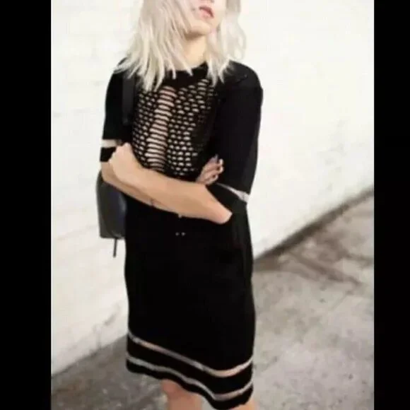 Alexander Wang x H&M Black Mesh Mini Dress Dark Romance Whimsigoth Size Small - Picture 11 of 12